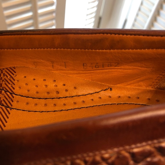Martin Dingman Brown Croc Leather Loafers Size 10